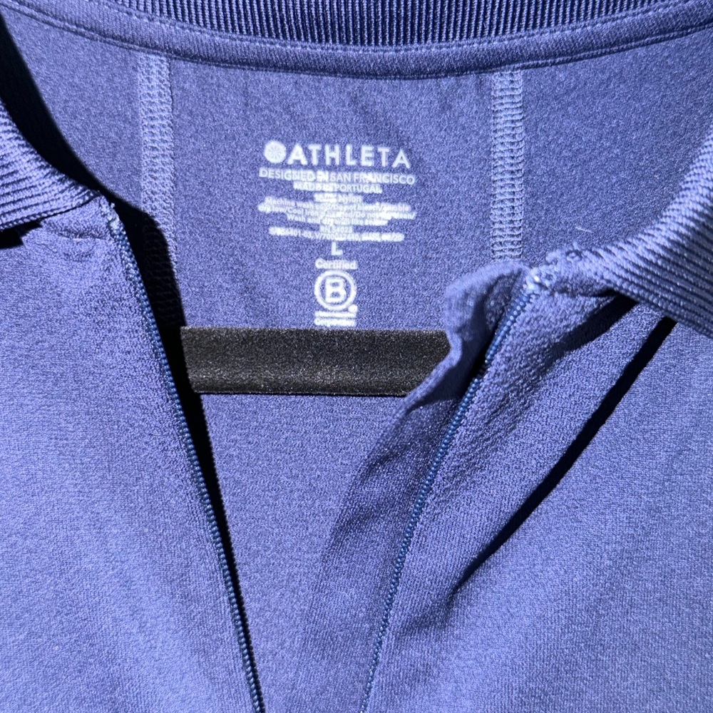NWT Athleta Momentum 1/4 Zip Golf Polo Short Sleeve Shirt | Navy Large - Picture 2 of 7